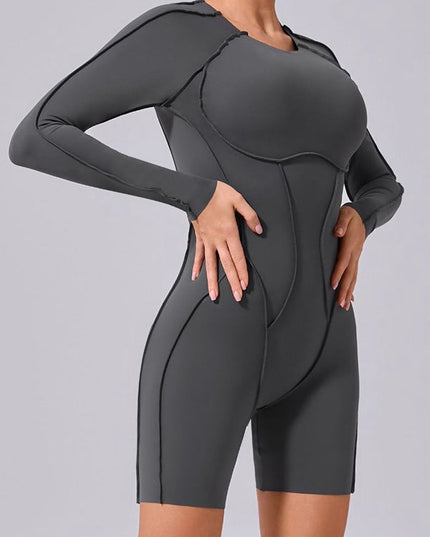 ZASUWA Female Heart Backless Long Sleeve Romper