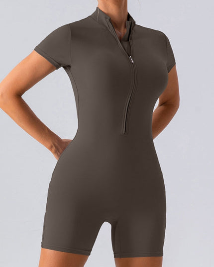ZASUWA Female Stand Collor Zipper Hip-lift Romper