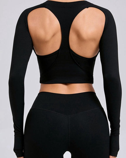 ZASUWA Female Sexy Cutout U Collar Thumbhole Long Sleeves