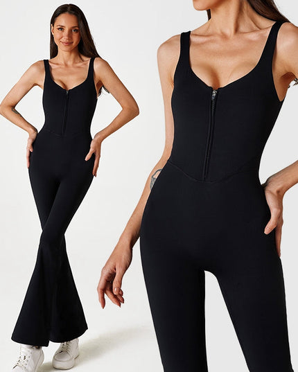 ZASUWA Female Zipper Flare Jumpsuit