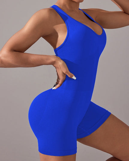 ZASUWA Female Deep V Collar Cross Back Scrunch Bum Seamless Short Romper