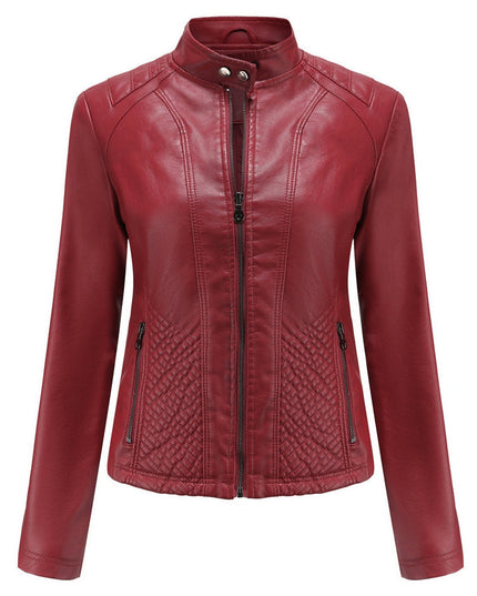 ZASUWA Female Faux Leather Zipper Pocket Jackets