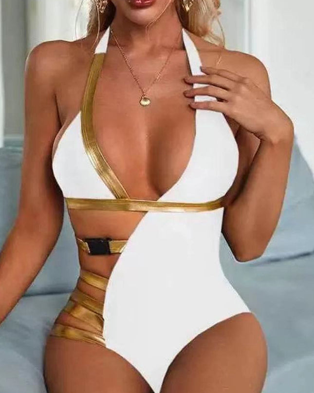ZASUWA Female PU Faux Leather Cutout One Piece