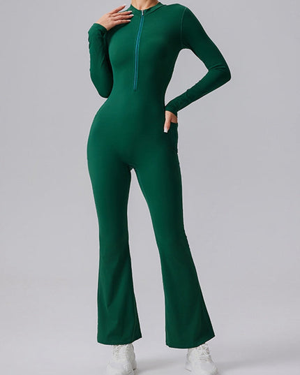 ZASUWA Female Pocket Zipper Flare Jumpsuit