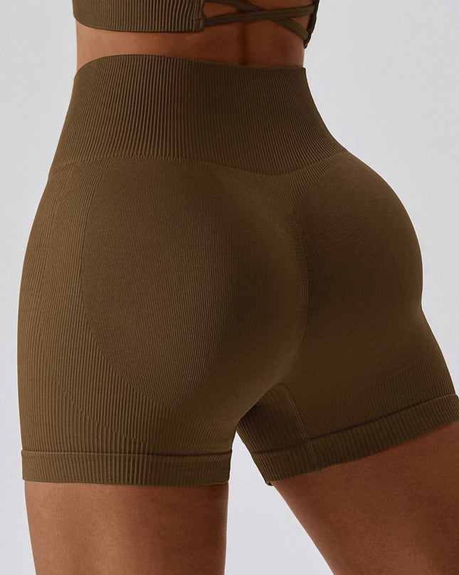 ZASUWA Female Ribbed Scrunch Bum Spandex Gym Booty Shorts