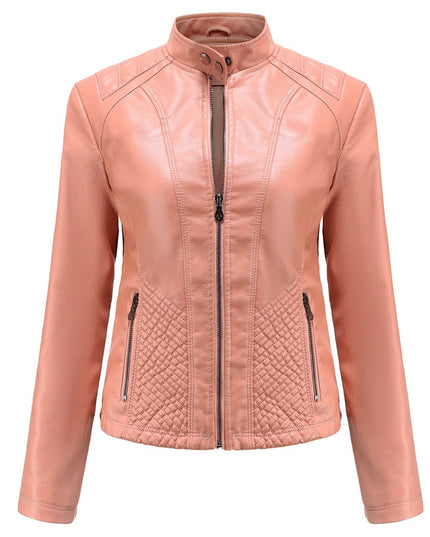 ZASUWA Female Faux Leather Zipper Pocket Jackets