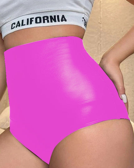 ZASUWA Female Faux Leather High-rise Gym Booty Shorts