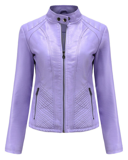 ZASUWA Female Faux Leather Zipper Pocket Jackets