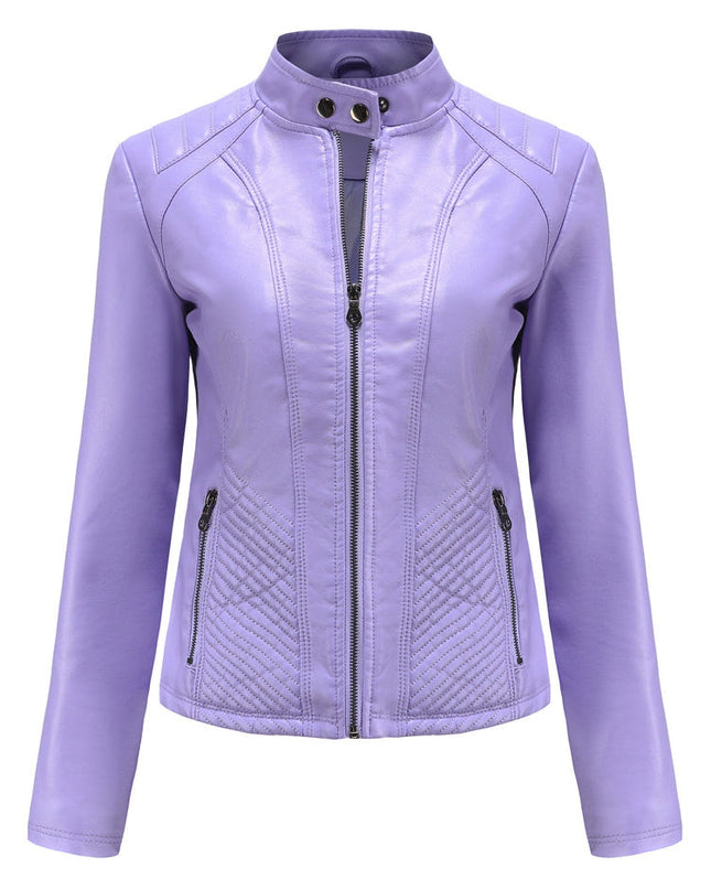 ZASUWA Female Faux Leather Zipper Pocket Jackets