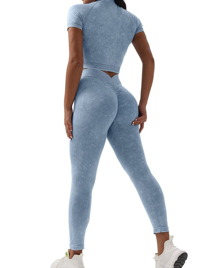 ZASUWA Female Denim Deep V Back Scrunch Bum Short Tracksuit