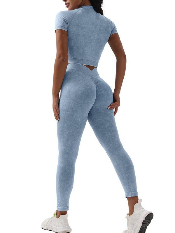 ZASUWA Female Denim Deep V Back Scrunch Bum Short Tracksuit