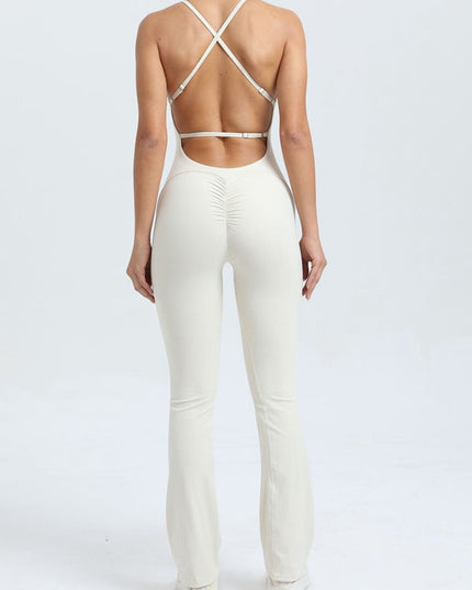 ZASUWA Female Cross Back Flare Scrunch Bum Jumpsuit