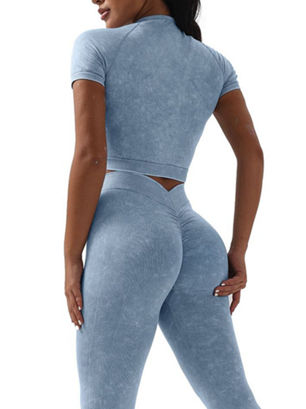 ZASUWA Female Denim Deep V Back Scrunch Bum Short Tracksuit