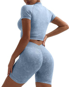 Light Blue / S / Shorts+Short Sleeves