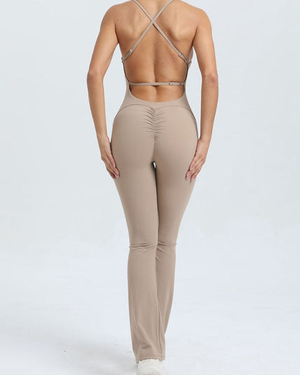 ZASUWA Female Cross Back Flare Scrunch Bum Jumpsuit