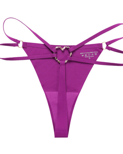 ZASUWA Female Back Heart Shape Crystal Hollow Out T-back Panties