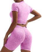 Hot Pink / S / Shorts+Short Sleeves