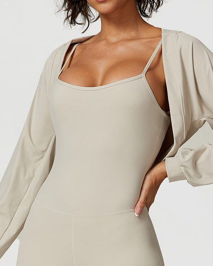 ZASUWA Female U Collar Flare Jumpsuits