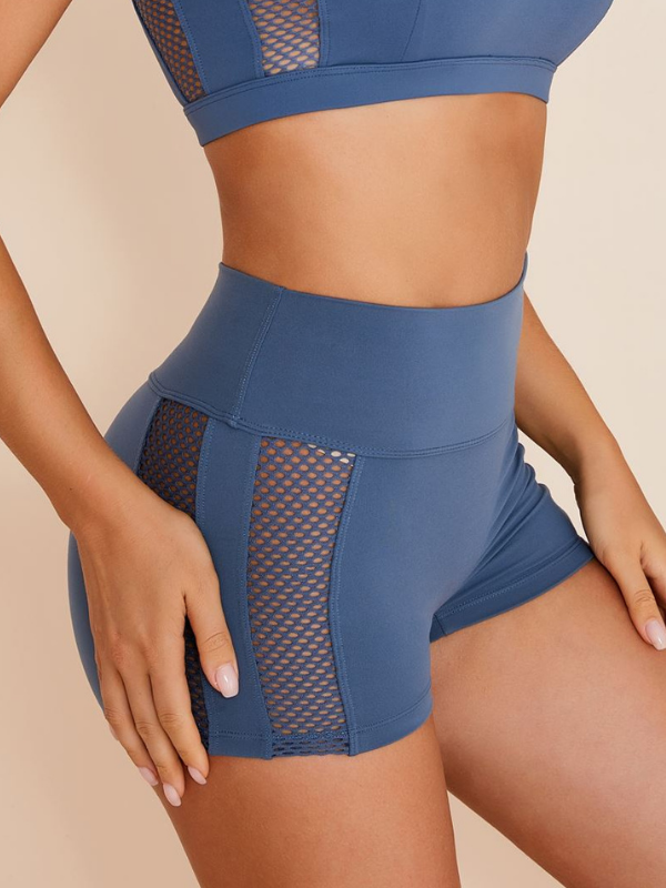 ZASUWA Female Sexy Mesh Stitching Cutout Spandex Gym Booty Shorts