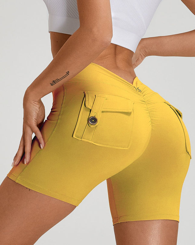 ZASUWA Female Deep V Back Pocket Scrunch Bum Booty Shorts