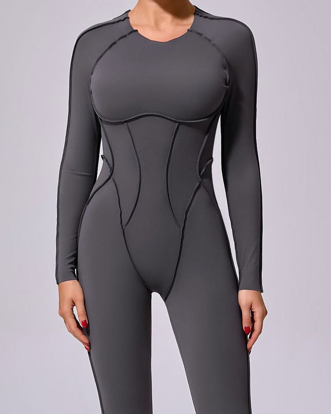 ZASUWA Female Heart Backless Long Sleeves Jumpsuit