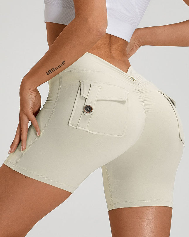 ZASUWA Female Deep V Back Pocket Scrunch Bum Booty Shorts