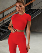 Red / S / Short Sleeves+Leggings