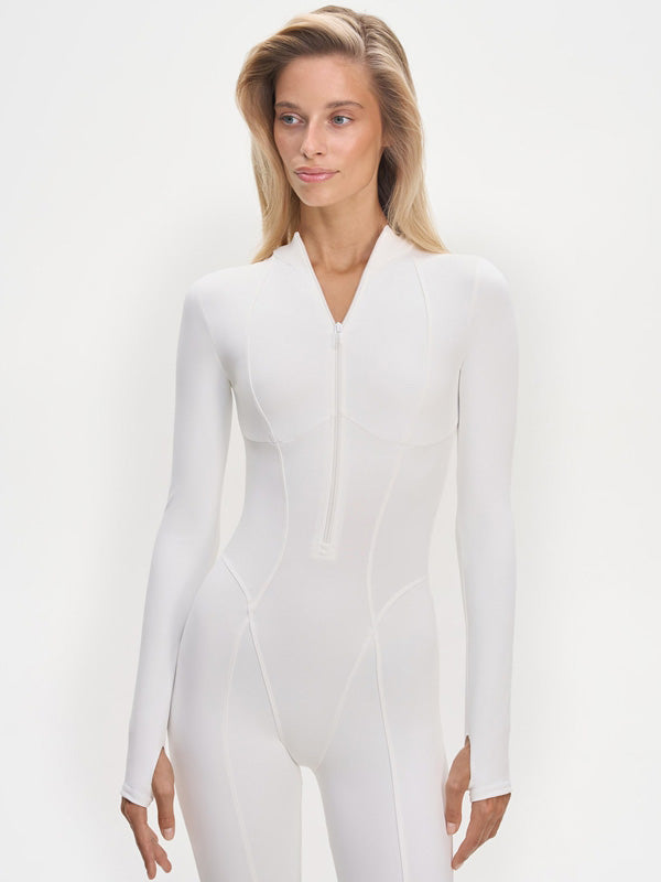 ❤ZASUWA Female Sexy Solid Color Stand Collar Zipper Jumpsuit