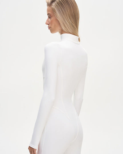 ❤ZASUWA Female Sexy Solid Color Stand Collar Zipper Jumpsuit