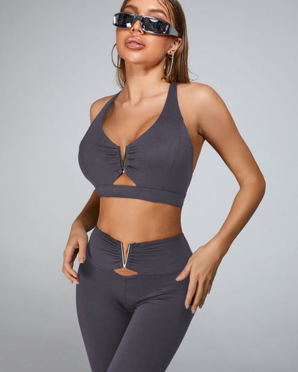 ZASUWA Female Cutout V Shape Metal Leggings