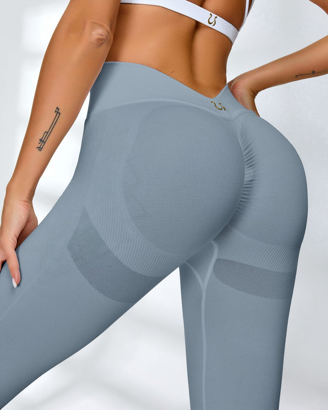 ZASUWA Female Sexy Deep V Back Scrunch Bum Leggings