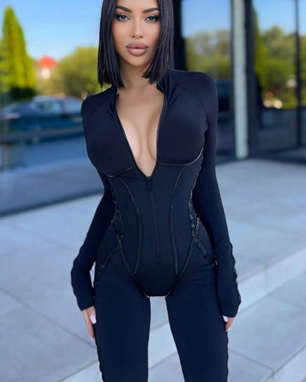 ❤ZASUWA Female Push-up Zipper Peach Booty Jumpsuit