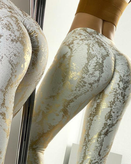 ZASUWA Female High Waist Bronzed Snakeskin Leggings