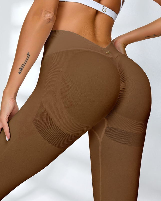 ZASUWA Female Sexy Deep V Back Scrunch Bum Leggings