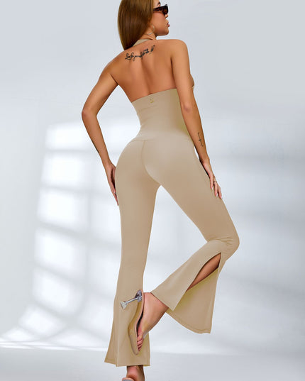 ZASUWA Female Halter Split Flare Jumpsuit