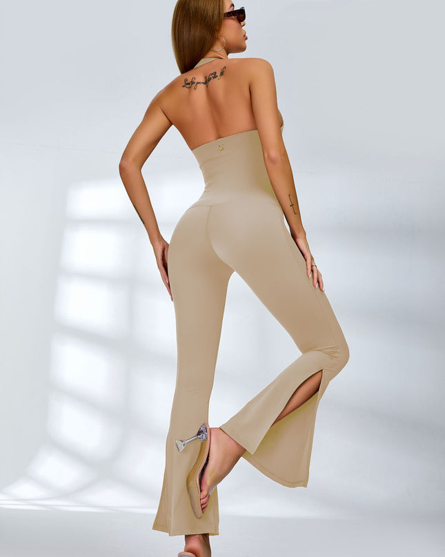 ZASUWA Female Halter Split Flare Jumpsuit