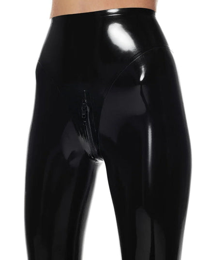 ZASUWA Female Glossy Faux Leather Zipper Leggings