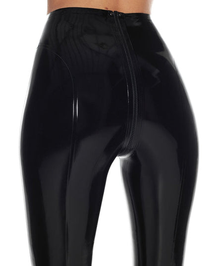 ZASUWA Female Glossy Faux Leather Zipper Leggings