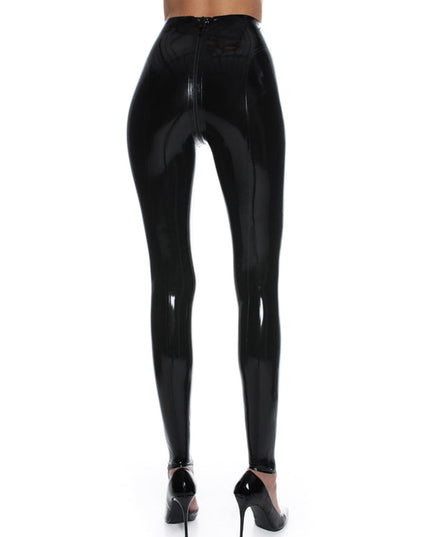ZASUWA Female Glossy Faux Leather Zipper Leggings