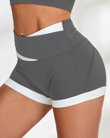 ZASUWA Female Contrast Color Hip-lift Spandex Gym Booty Shorts