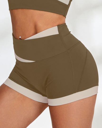 ZASUWA Female Contrast Color Cross Back Short Tracksuit