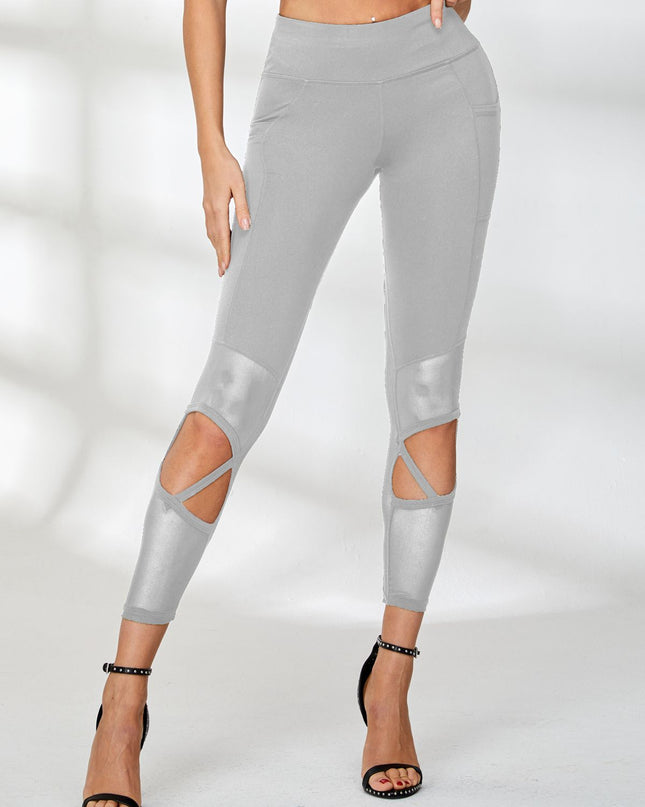ZASUWA Female Cutout Mesh Cropped Leggings