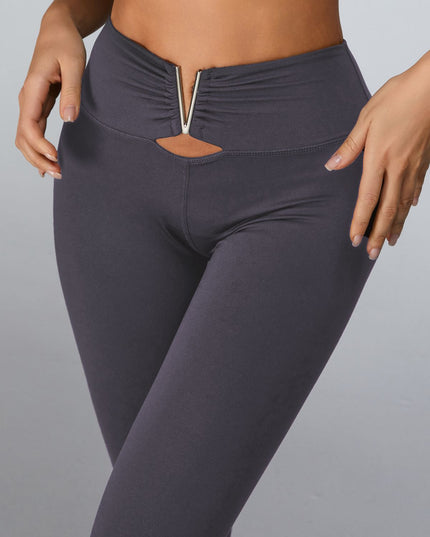 ZASUWA Female Cutout V Shape Metal Leggings