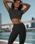 Gray / S / Short Sleeves+Leggings