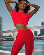 Red / S / Short Sleeves+Leggings