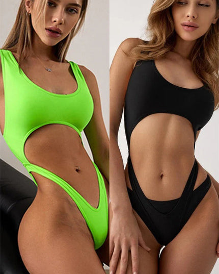 ❤ZASUWA Female Solid Color 2 Pics Hollow Out Design One Piece