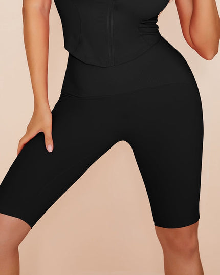 ZASUWA Female Solid Color Zipper Fashion Short Tracksuit