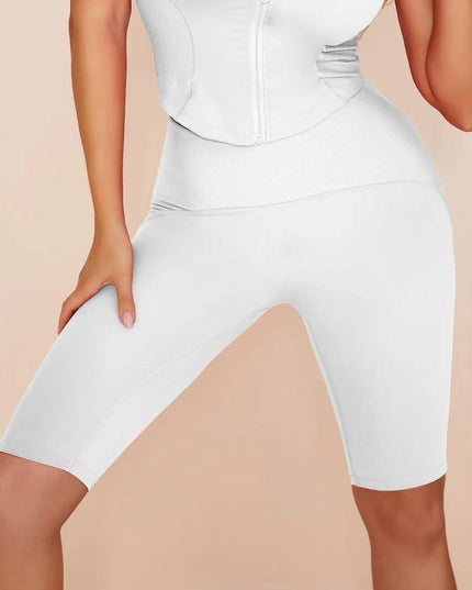 ZASUWA Female Solid Color Zipper Fashion Short Tracksuit