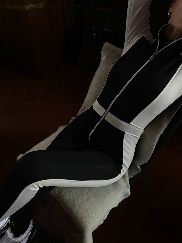 ❤ZASUWA Female "SciFi Heroine" Contrast Color PU Half Zipper Ski Jumpsuit