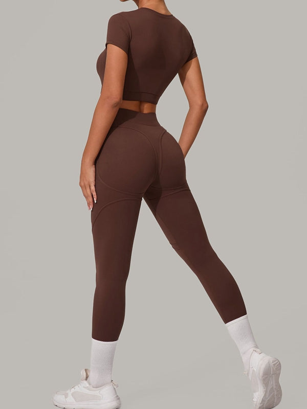 ZASUWA Female Sexy Round Collar Cropped Short Sleeves